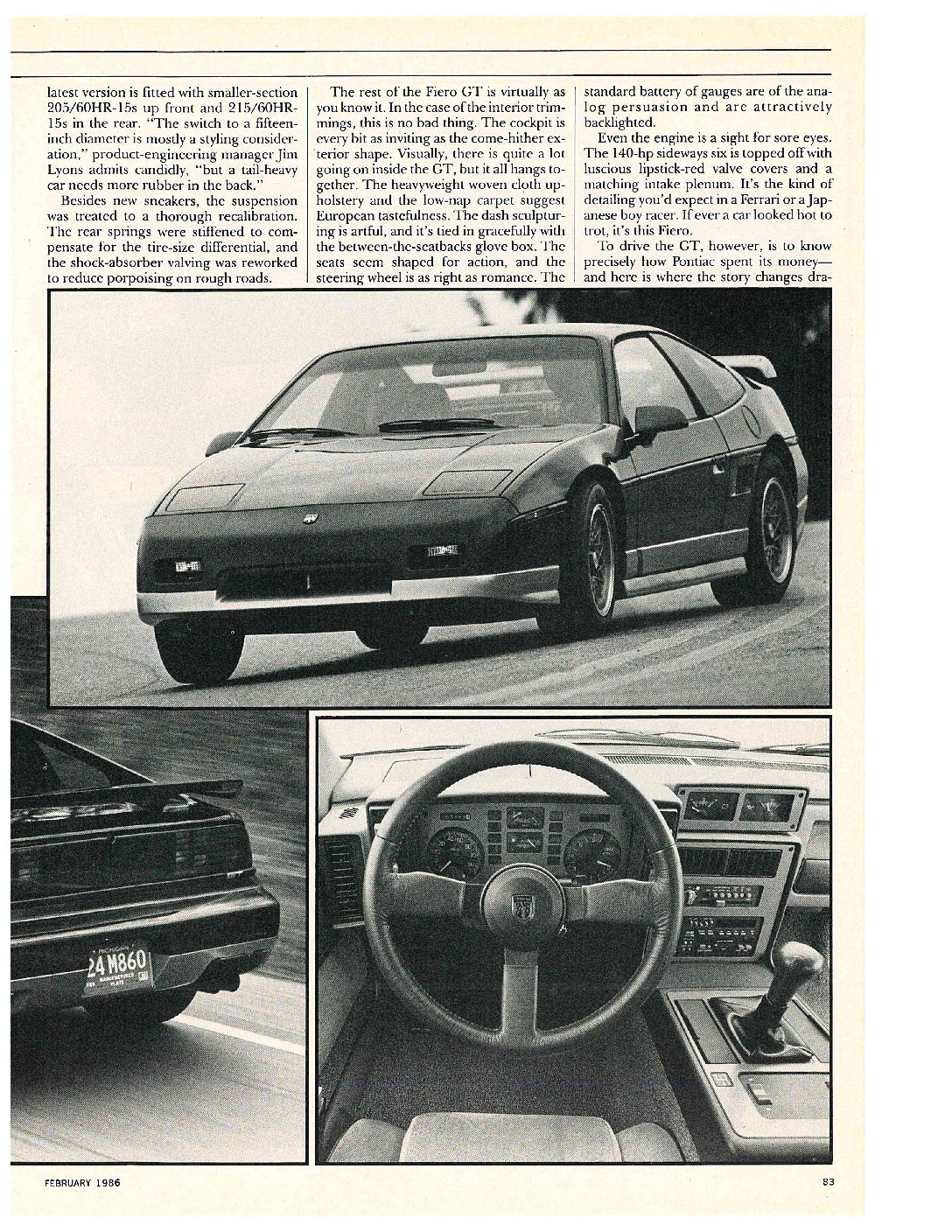 Pontiac Fiero GT performance review page 2.